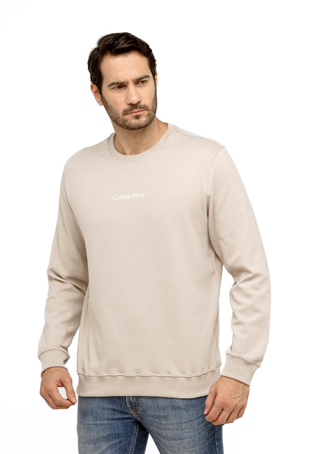Moletom Calvin Klein Careca Logo Central Embossed - Henri Store