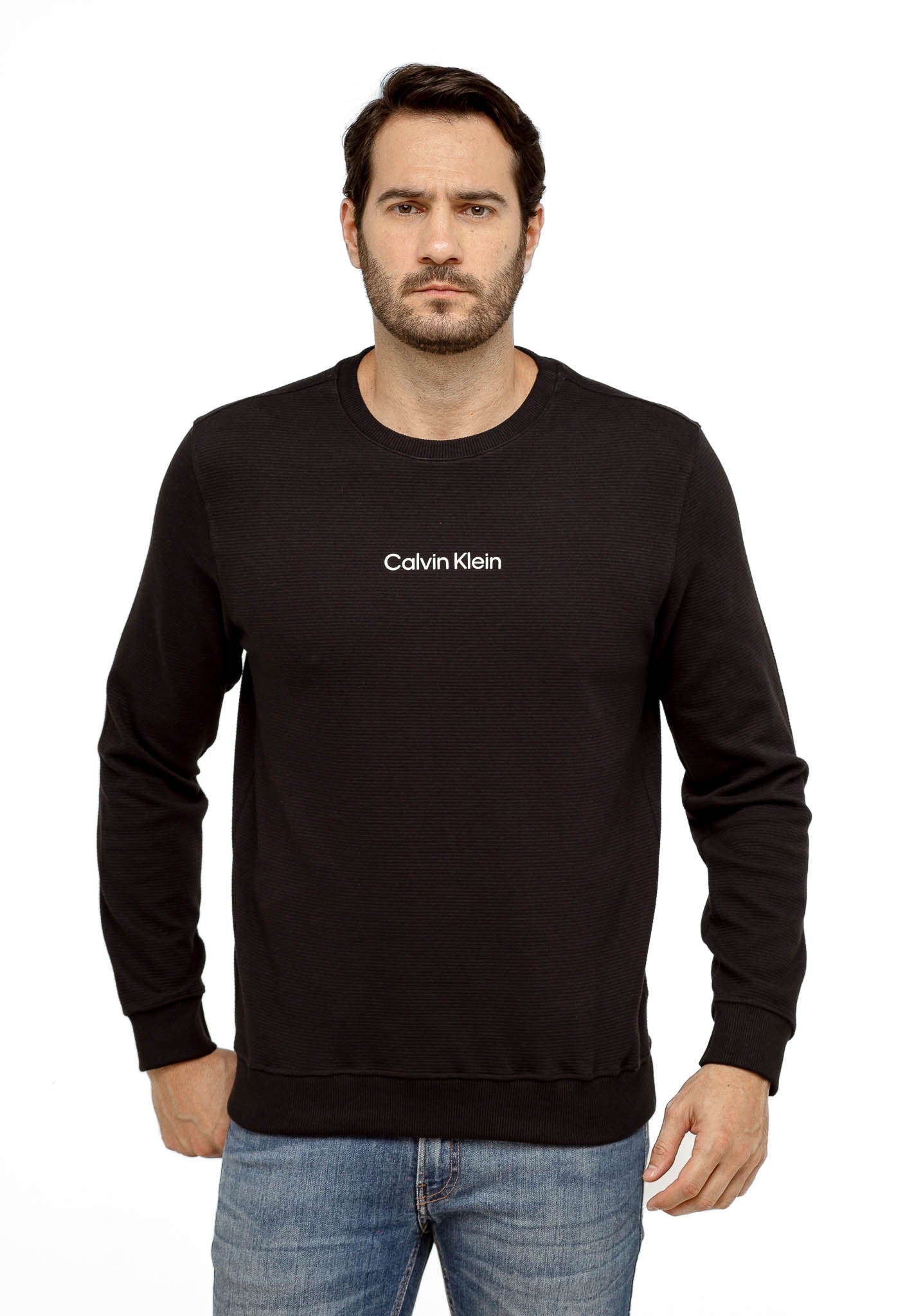 Moletom Calvin Klein Careca Logo Central Embossed - Henri Store