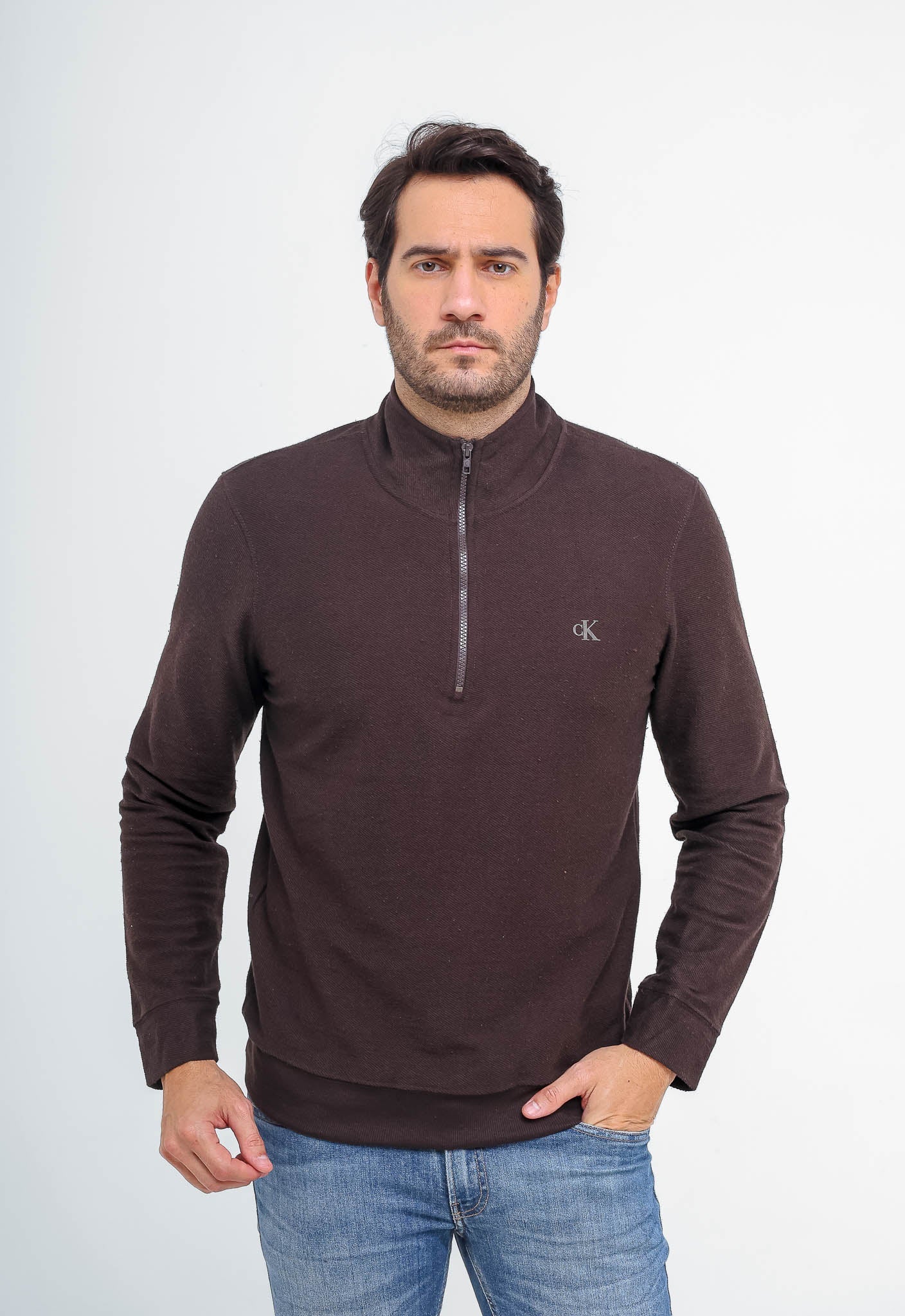 Moletom Calvin Klein C/Ziper Logo Peito - Henri Store