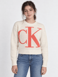 Moletom Calvin Klein Jeans Top Logo Grande Off White Infantil - Henri Store