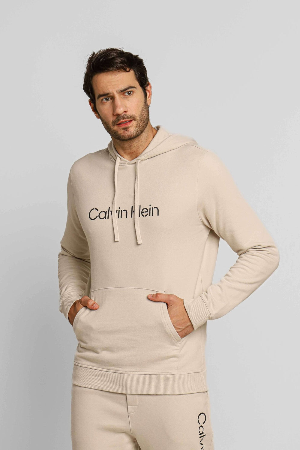 Moletom Calvin Klein Logo Central Cáqui - Henri Store