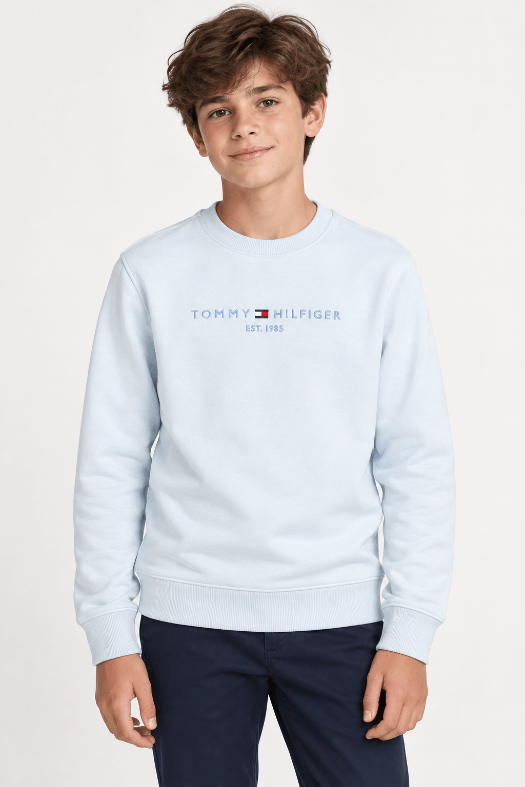 Moletom Infantil Tommy Hilfiger Essential Sweatshirt Azul Claro - Henri Store