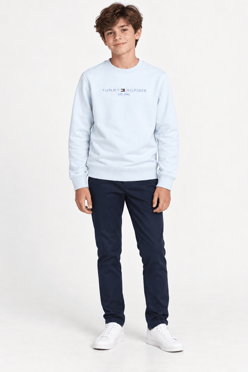 Moletom Infantil Tommy Hilfiger Essential Sweatshirt Azul Claro - Henri Store