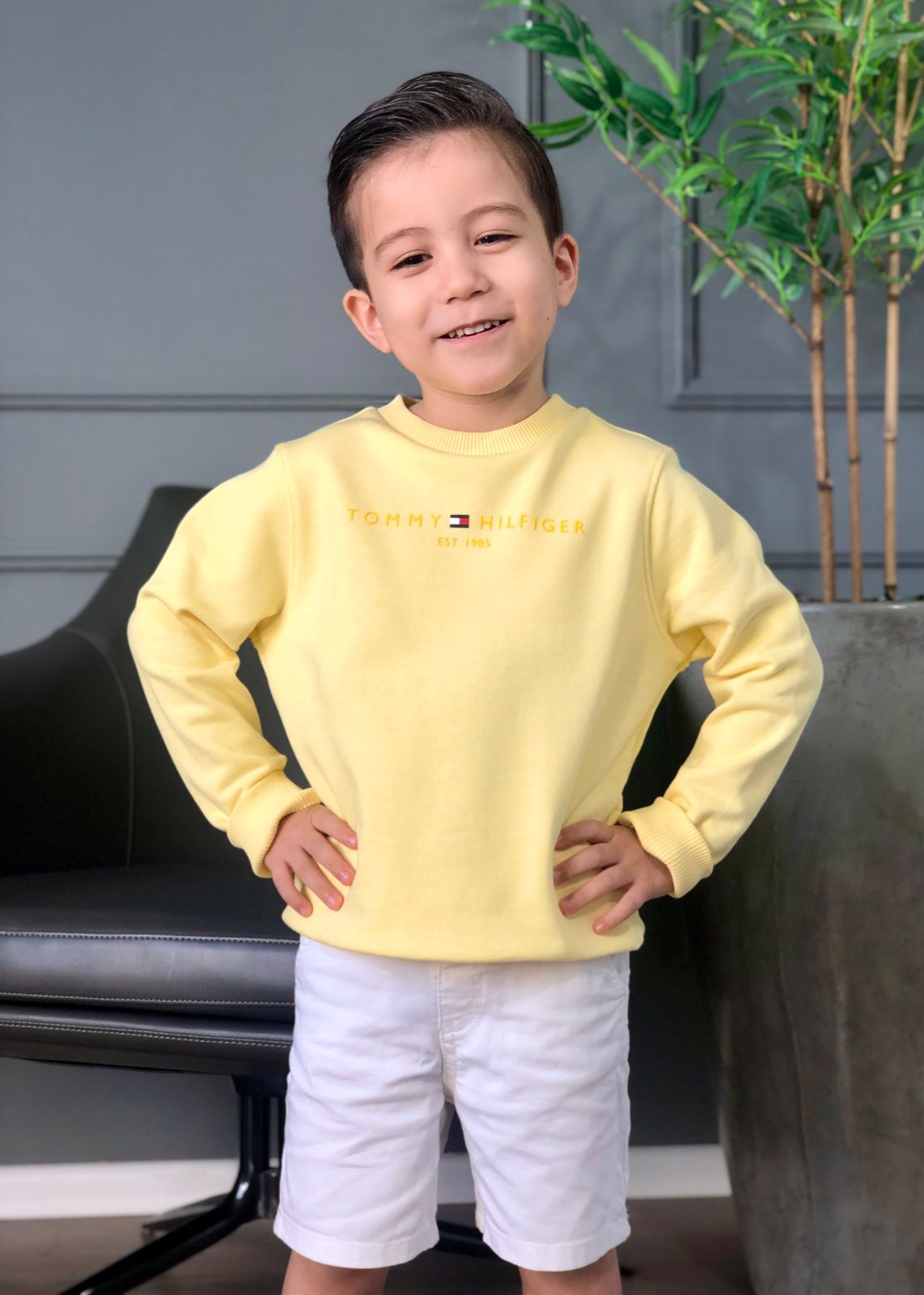 Moletom Tommy Hilfiger Essential Sweatshirt Amarelo Infantil - Henri Store