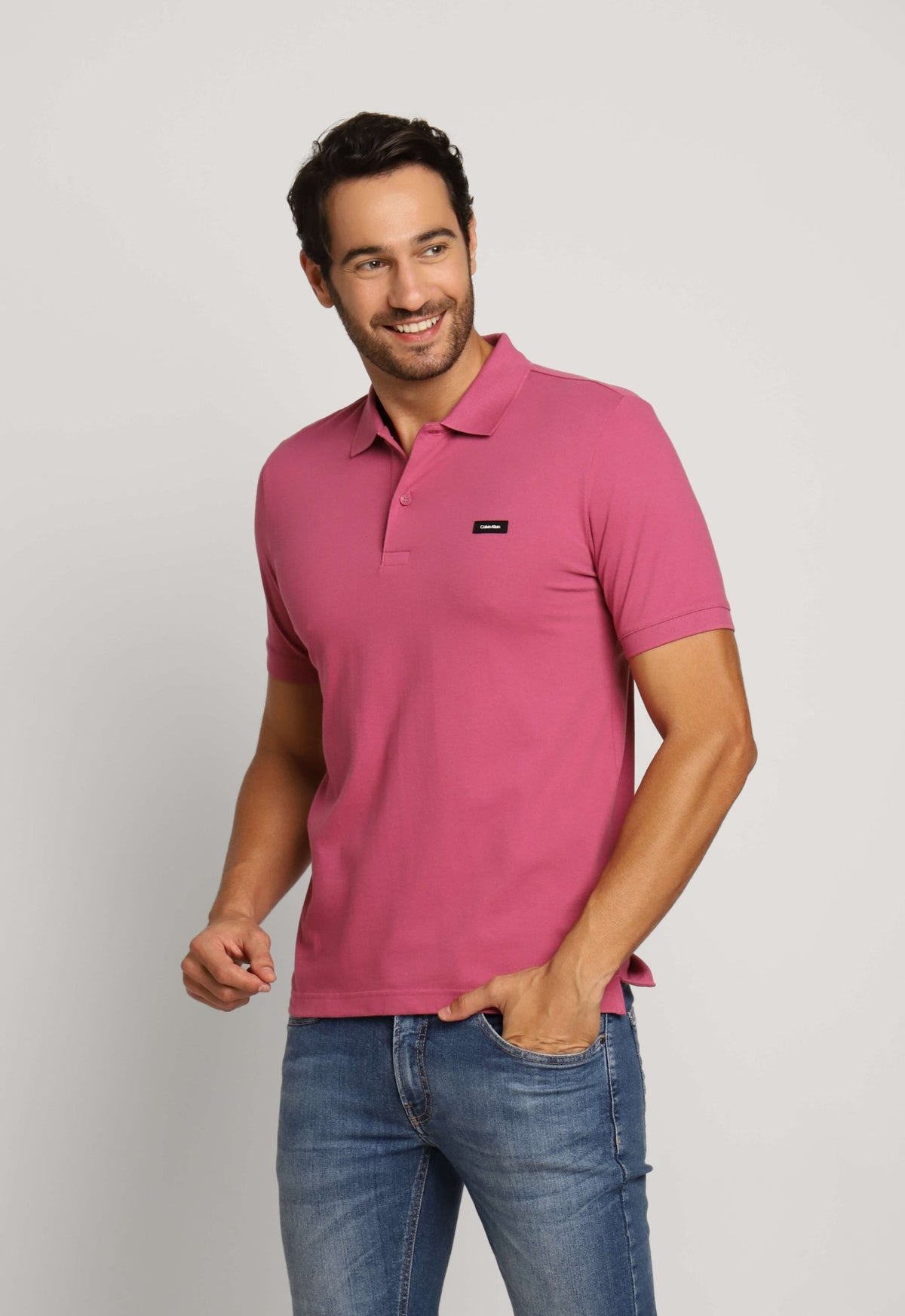 Polo Masculina Calvin Klein Slim Fit Piquet Rosa
