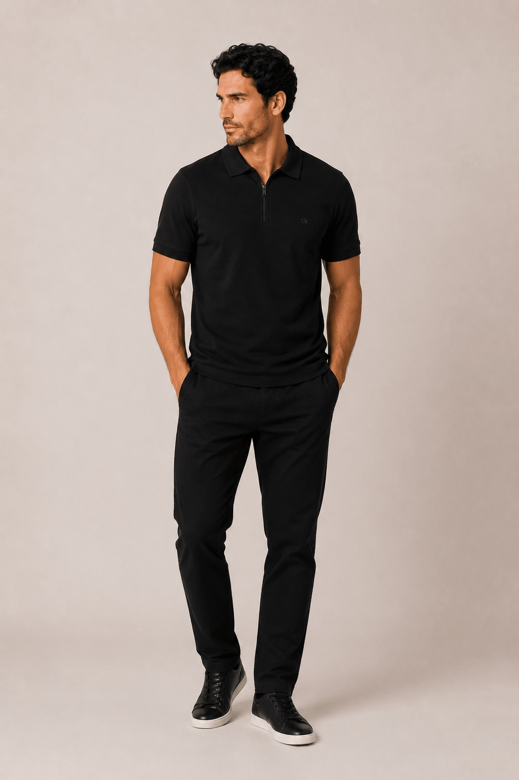Polo Calvin Klein Piquet Meio Zíper Masculina Slim Fit - Henri Store