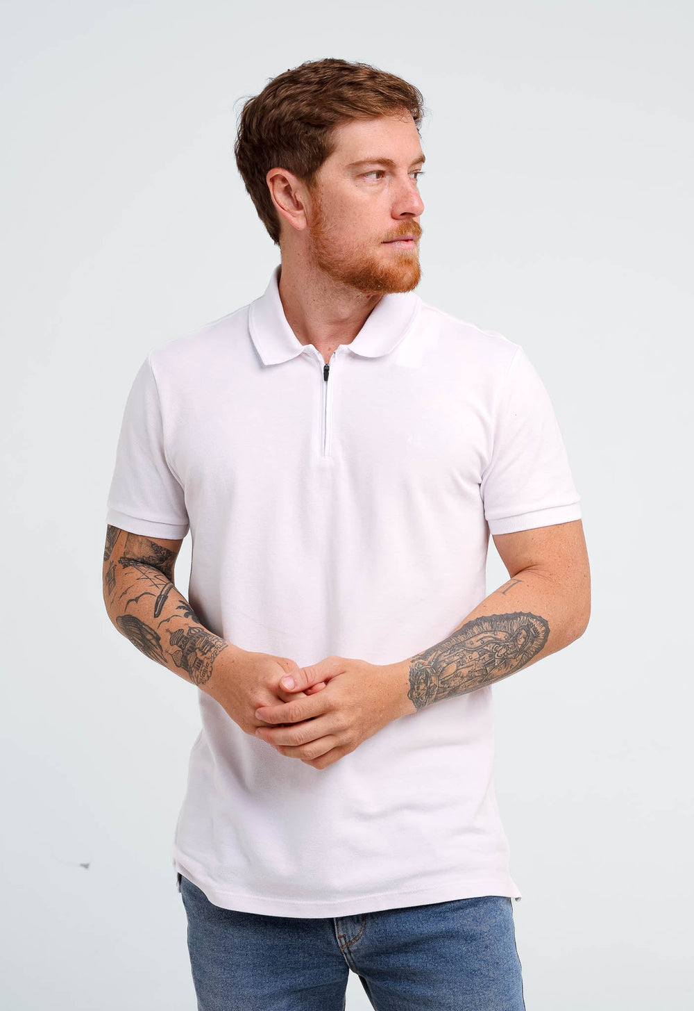 Polo Calvin Klein Piquet Meio Zíper Masculina Slim Fit - Henri Store