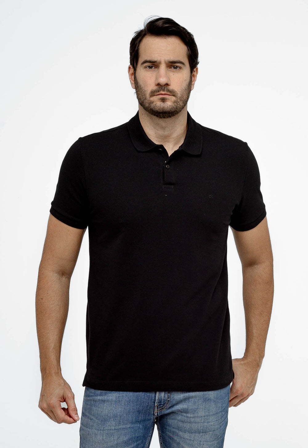 Polo Calvin Klein Regular Básica Lisa Ck Peito Preto - Henri Store