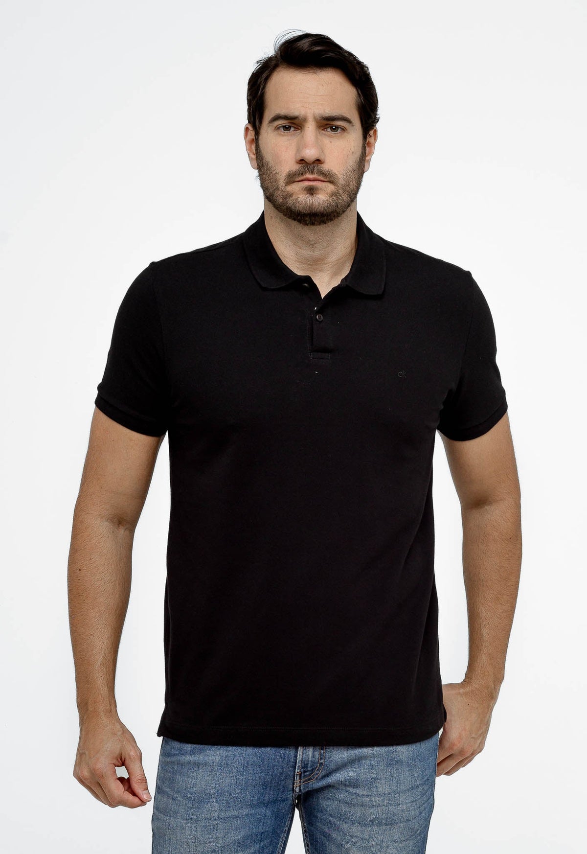 Polo Calvin Klein Regular Básica Lisa Ck Peito Preto - Henri Store