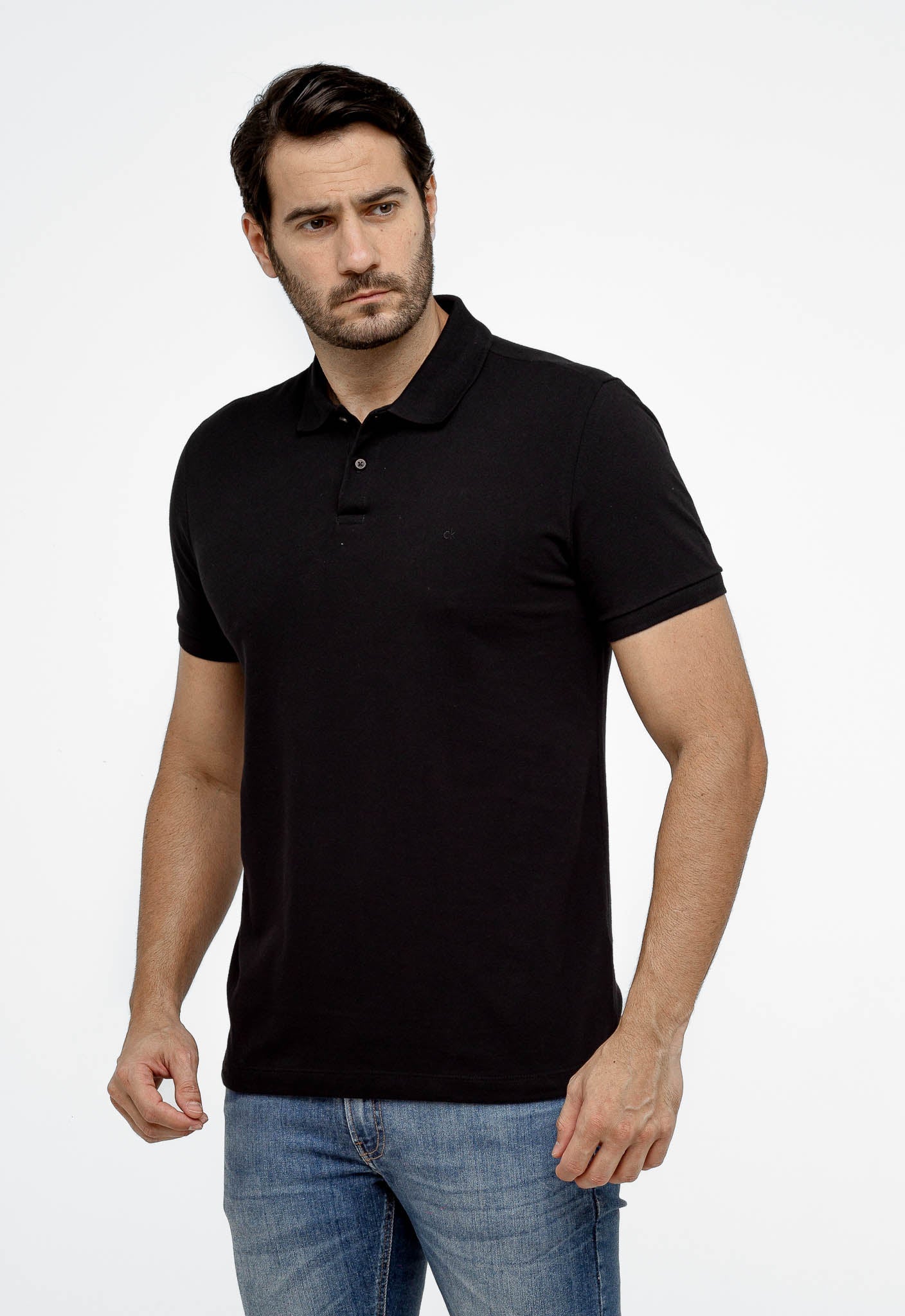 Polo Calvin Klein Regular Básica Lisa Ck Peito Preto - Henri Store