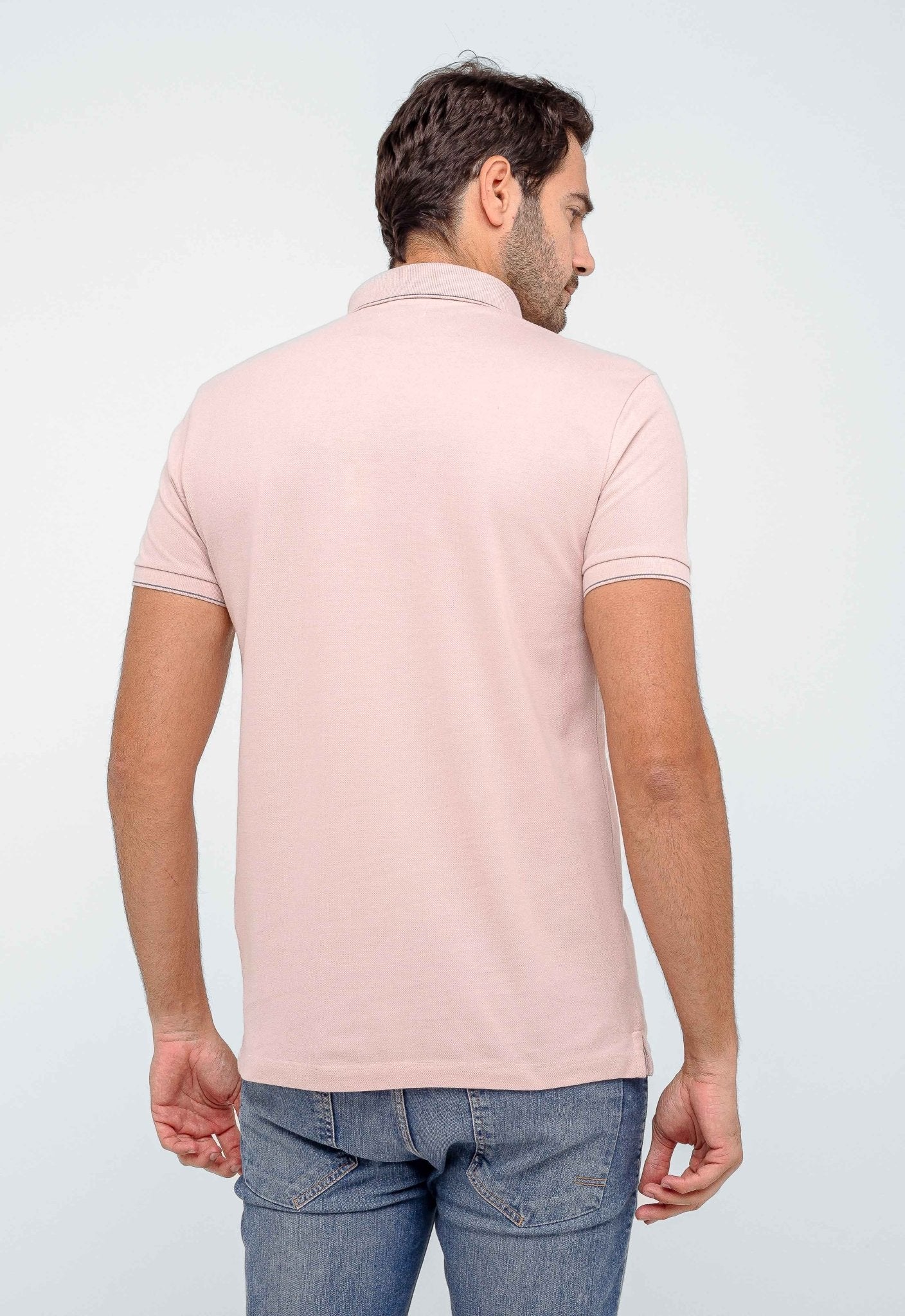 Polo Calvin Klein Rosa Claro Slim C/ Friso - Henri Store