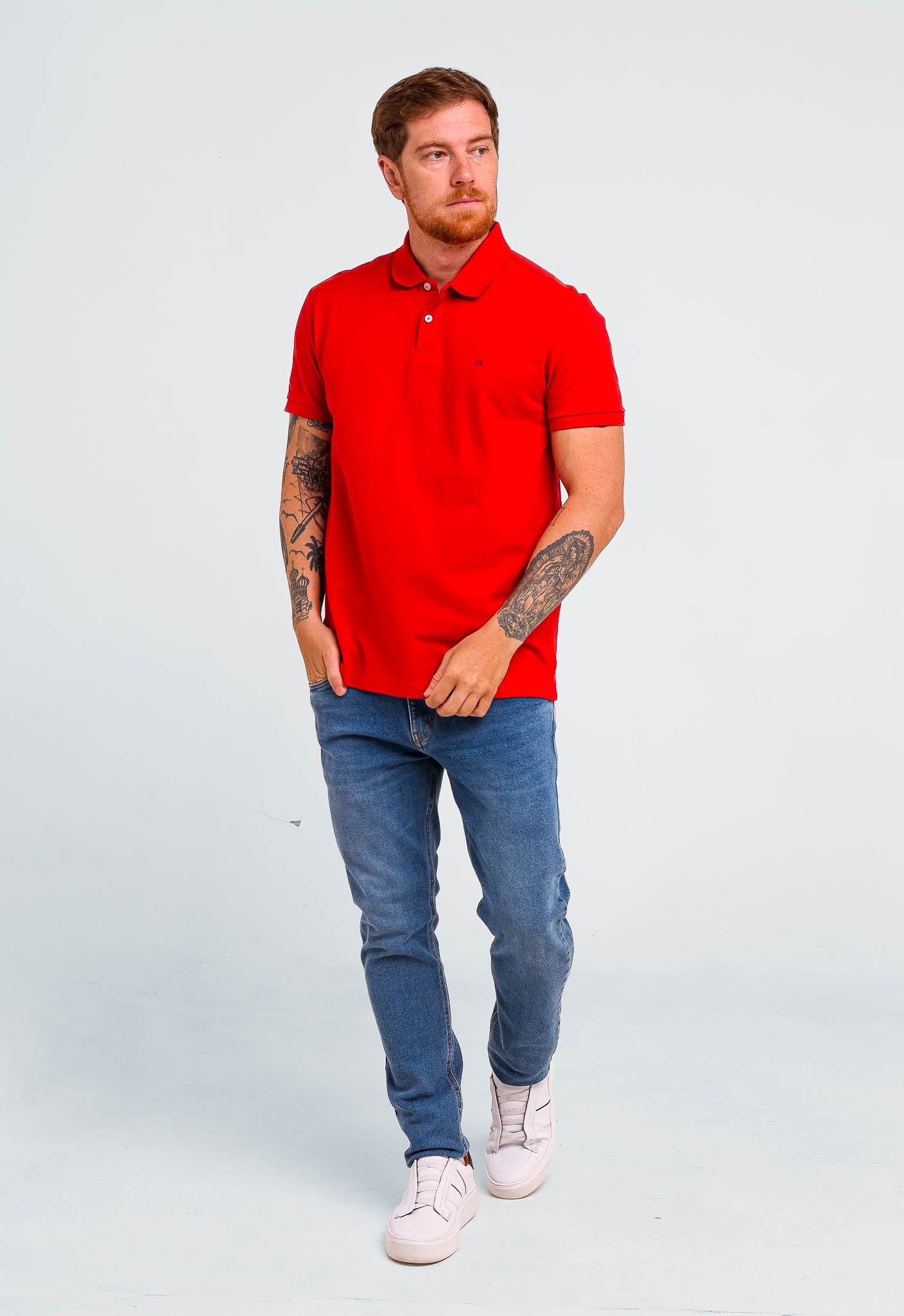 Polo Calvin Klein Slim Fit Basica Ck Peito - Henri Store
