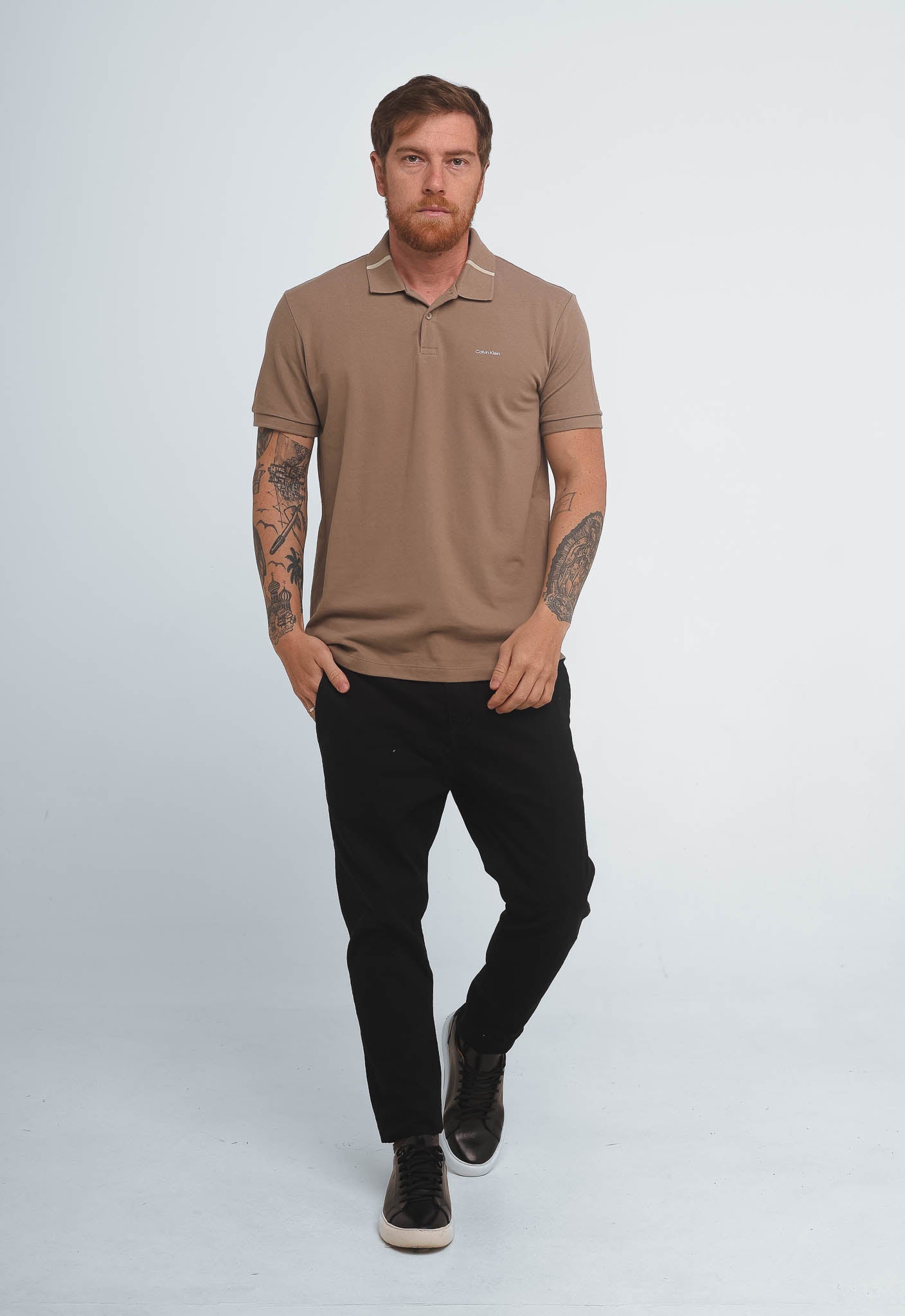 Polo Calvin Klein Slim Fit Gola C/ Friso - Henri Store
