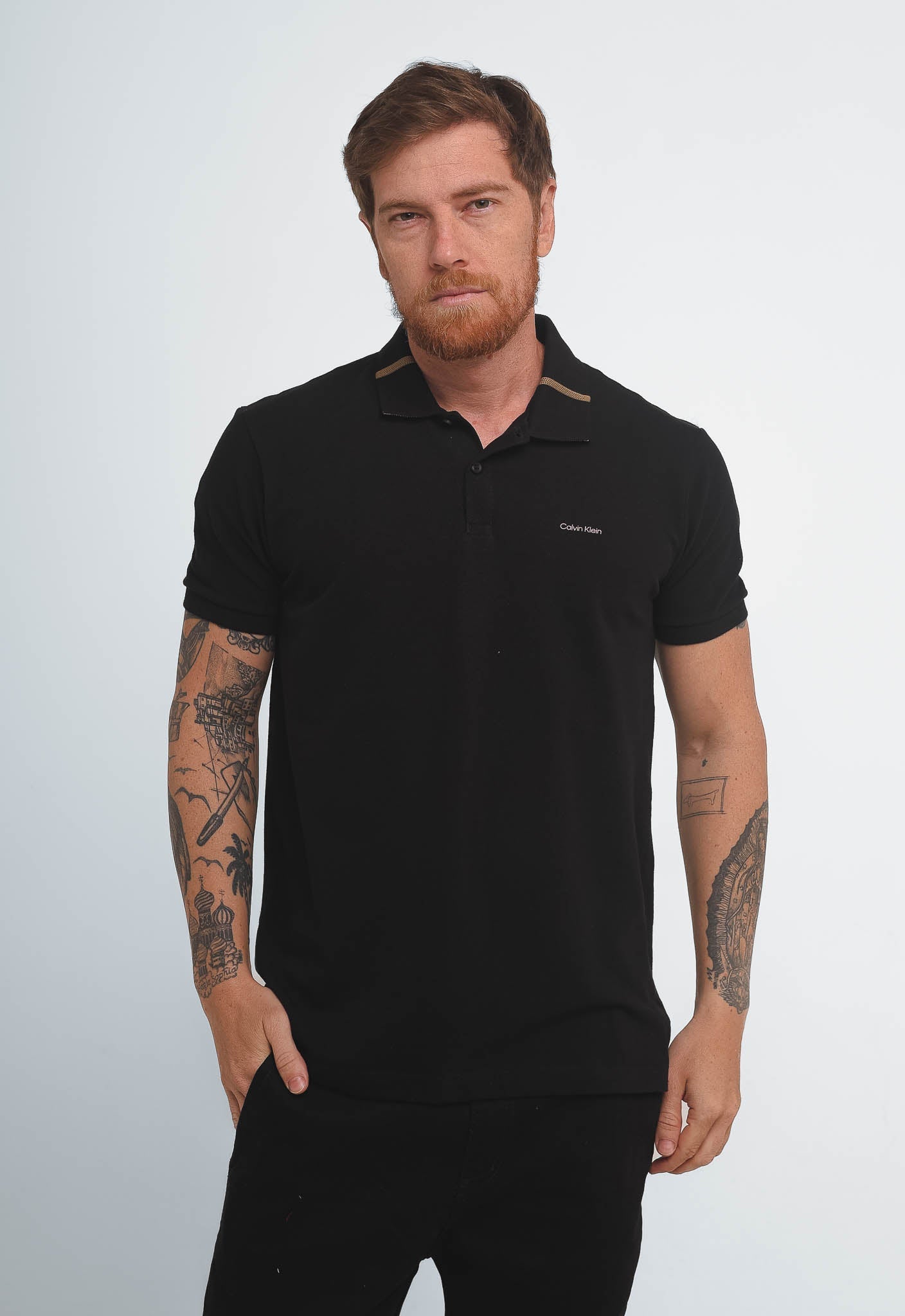 Polo Calvin Klein Slim Fit Gola C/ Friso - Henri Store
