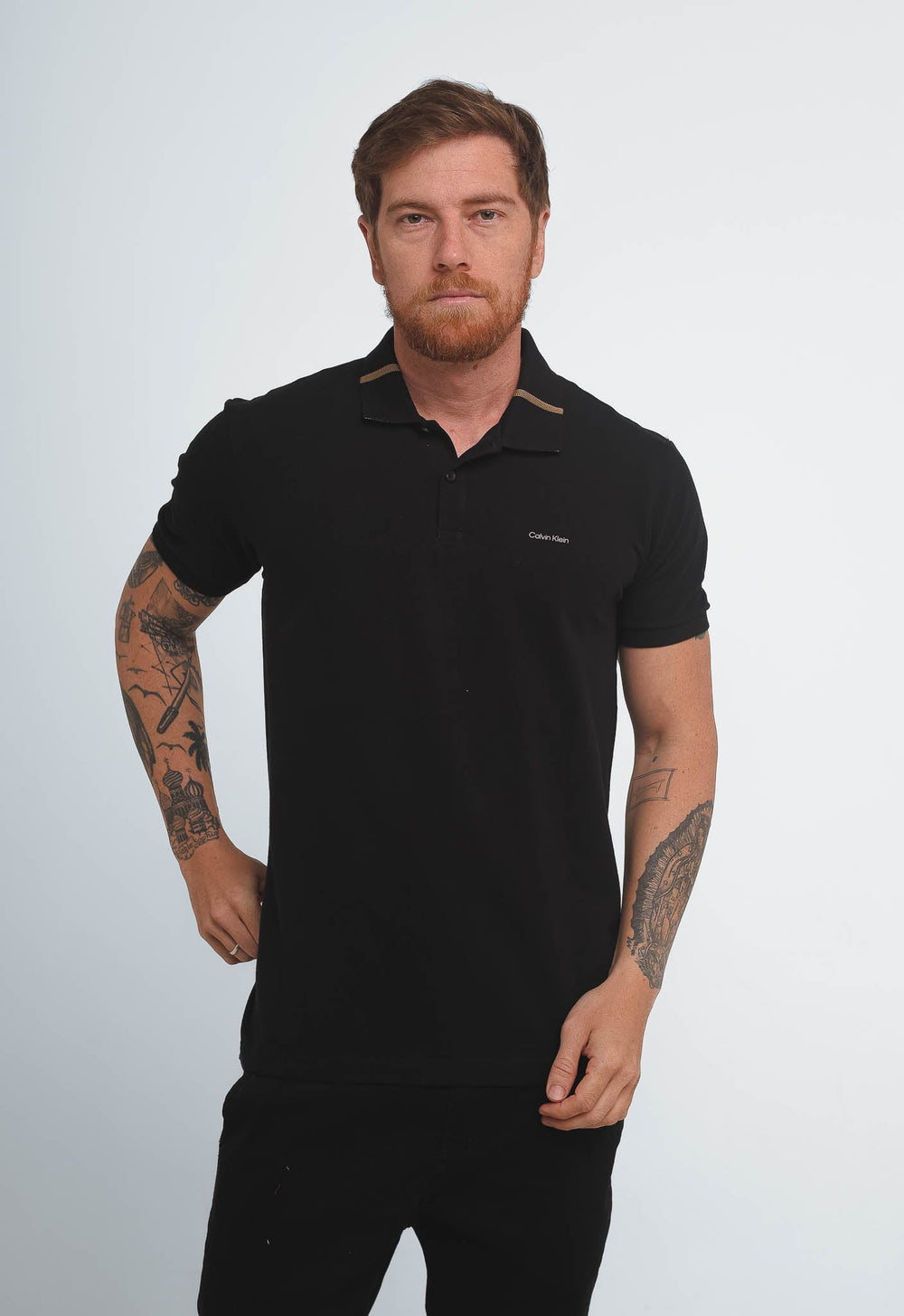 Polo Calvin Klein Slim Fit Gola C/ Friso - Henri Store