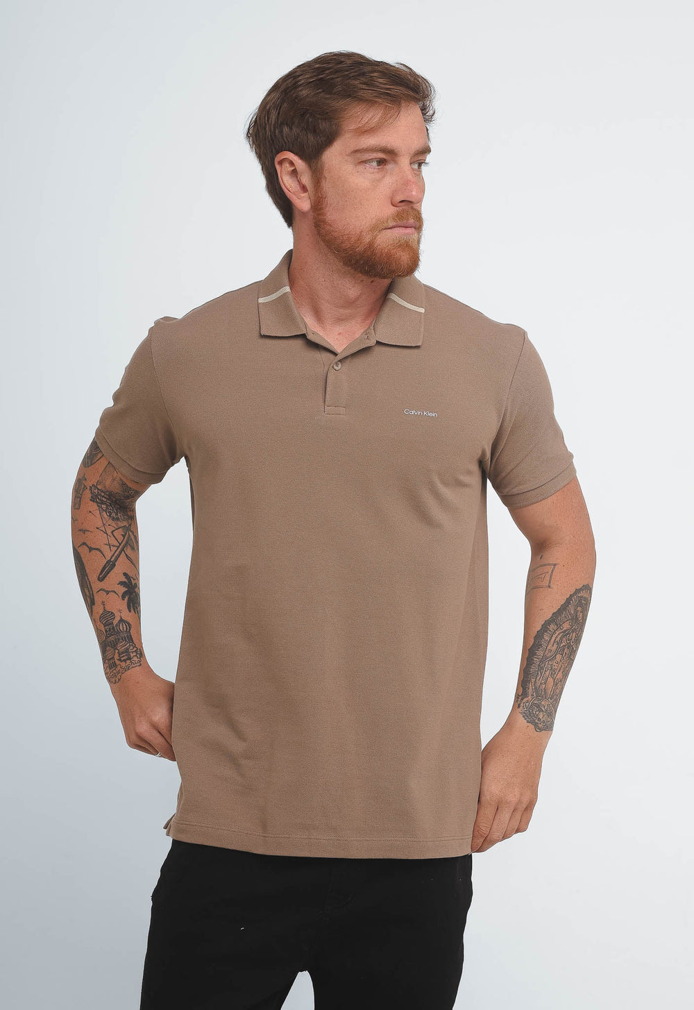 Polo Calvin Klein Slim Fit Gola C/ Friso - Henri Store