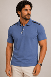 Polo Calvin Klein Slim Fit Logo Ombros Azul - Henri Store
