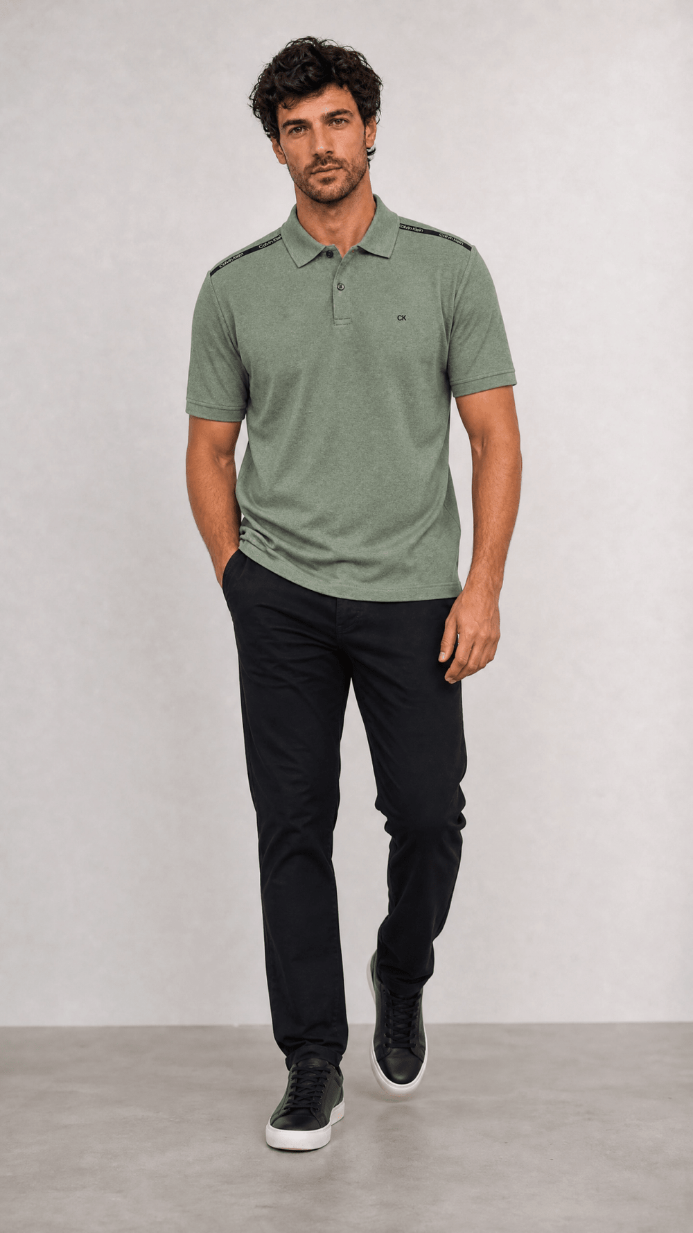 Polo Calvin Klein Slim Fit Logo Ombros - Henri Store