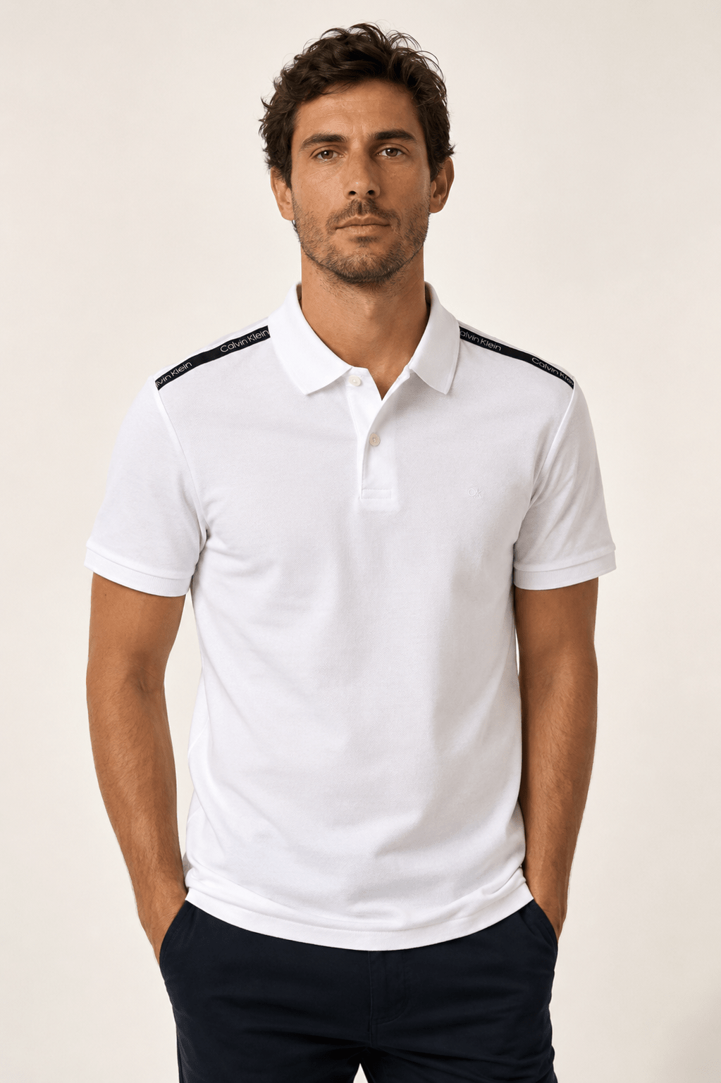 Polo Calvin Klein Slim Fit Logo Ombros - Henri Store