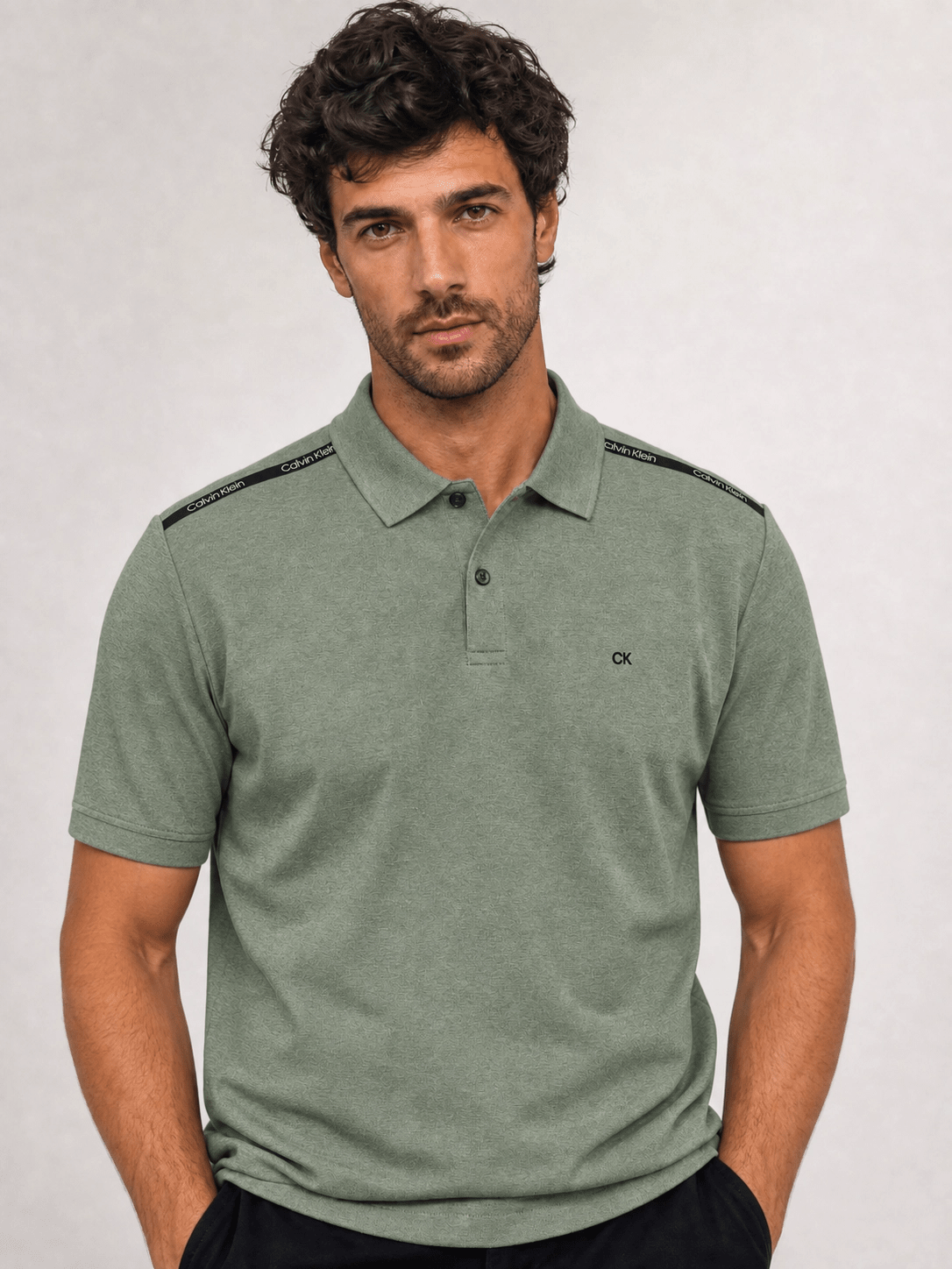 Polo Calvin Klein Slim Fit Logo Ombros - Henri Store