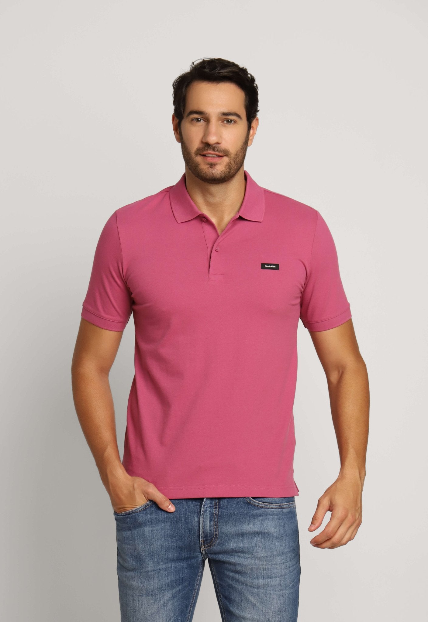 Polo Calvin Klein Slim Fit Piquet Rosa - Henri Store