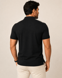 Polo Calvin Klein Slim Fit Preta C/ Listra E Escrita No Ombro - Henri Store