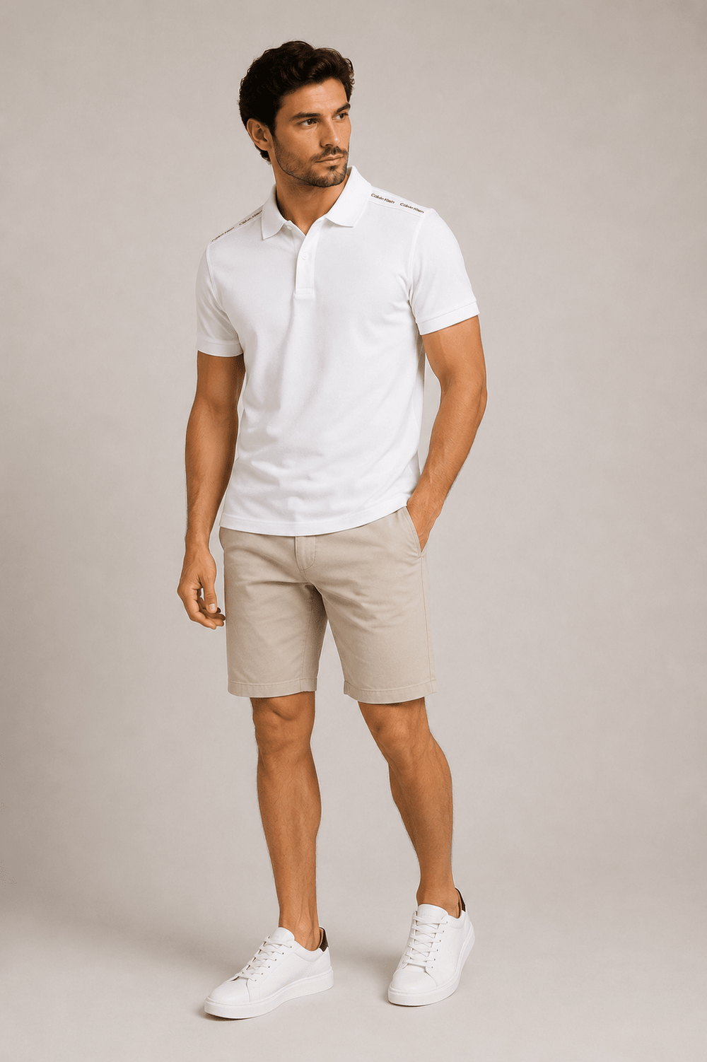 Polo Calvin Klein Slim Fit Recorte Logo Ombro - Henri Store