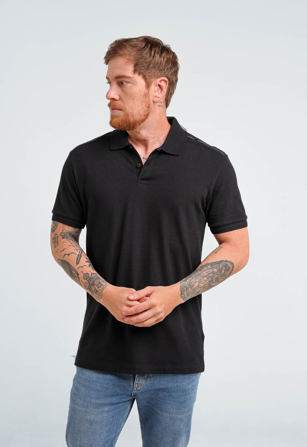 Polo Calvin Klein Slim Fit Recorte Logo Ombro - Henri Store