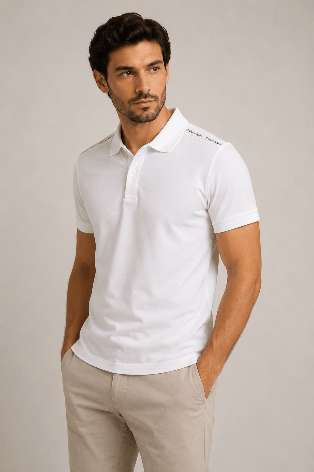 Polo Calvin Klein Slim Fit Recorte Logo Ombro - Henri Store