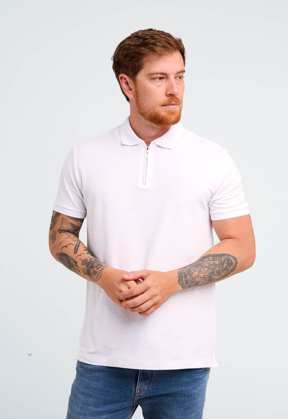 Polo Calvin Klein Slim Meio Ziper Ck Peito - Henri Store