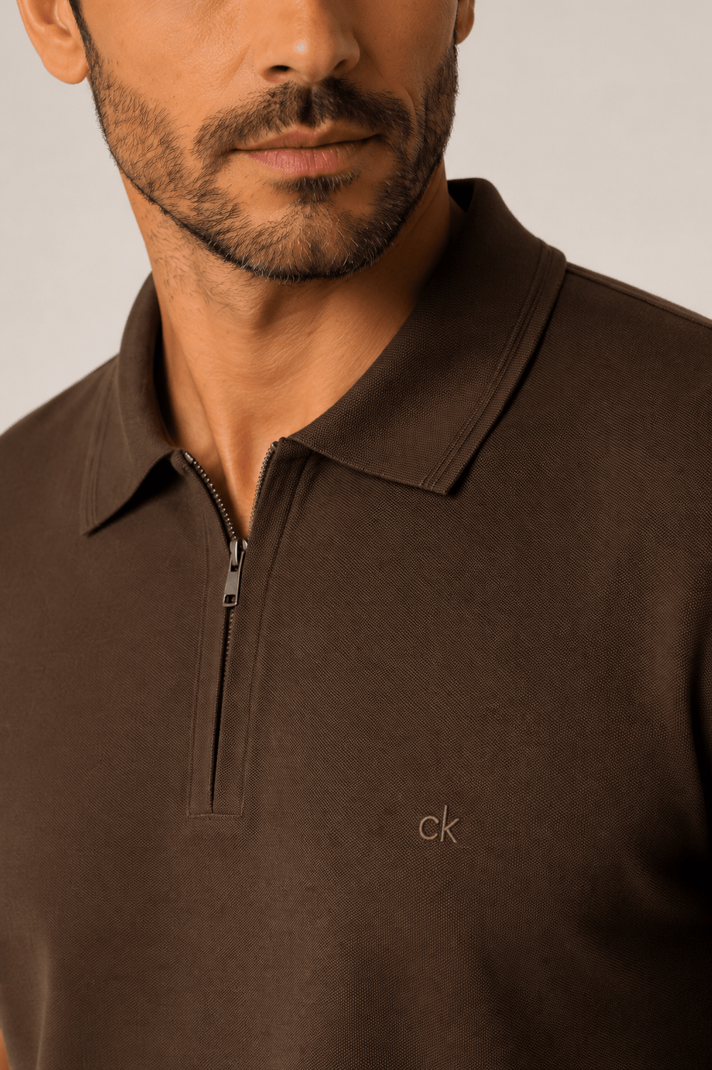 Polo Calvin Klein Slim Meio Ziper Ck Peito - Henri Store