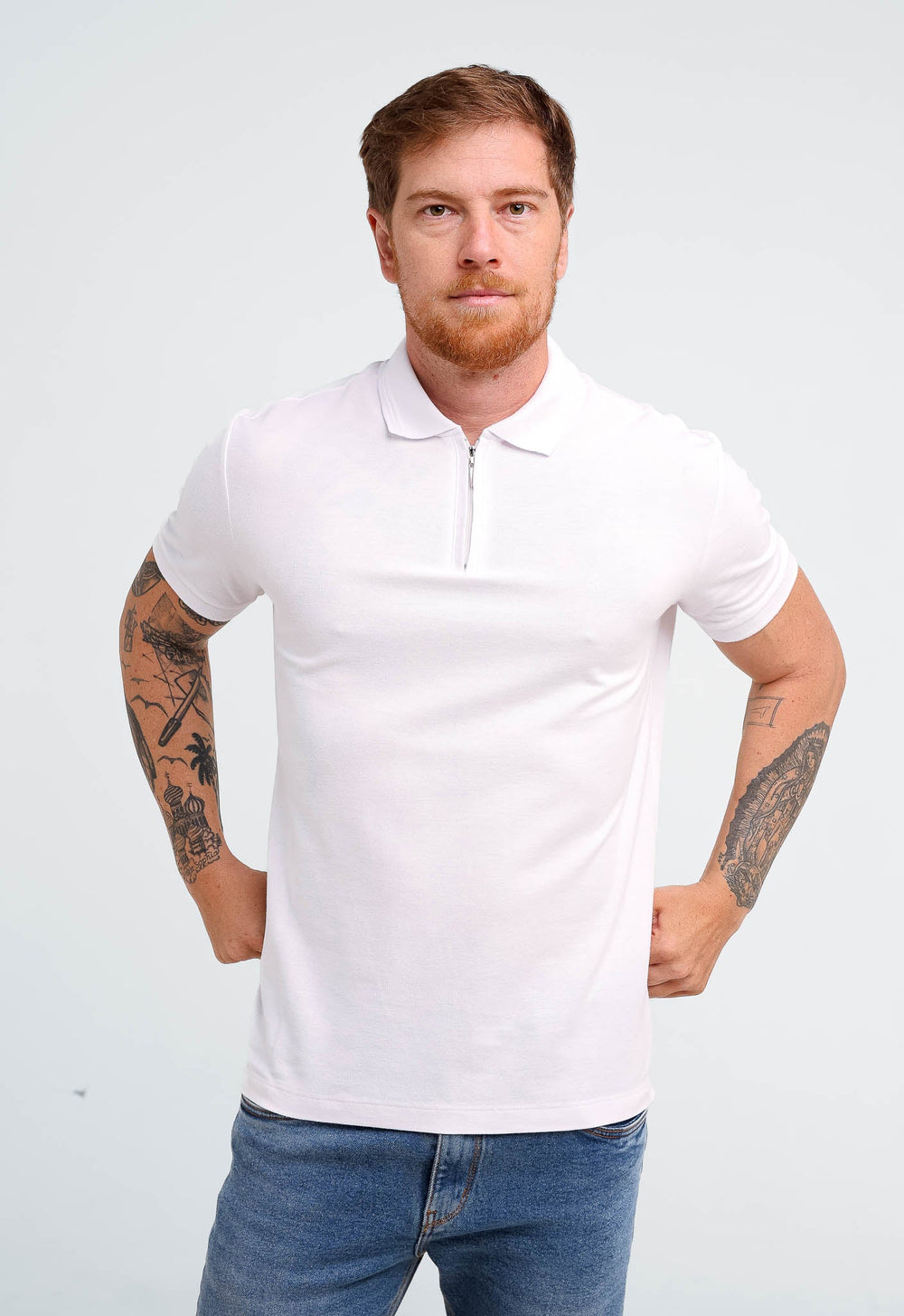 Polo Calvin Klein Slim Meio Ziper Ck Peito - Henri Store