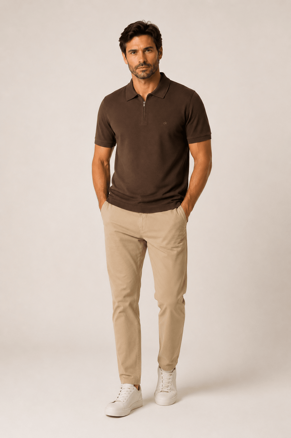 Polo Calvin Klein Slim Meio Ziper Ck Peito - Henri Store