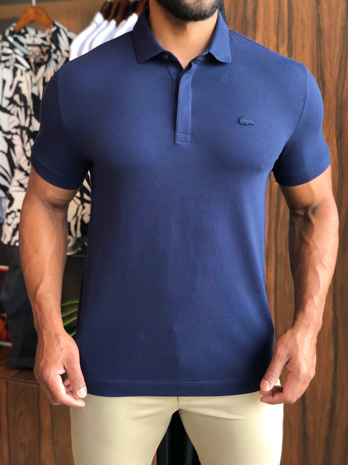 Polo Lacoste Regular Fit Paris Azul Marinho - Henri Store