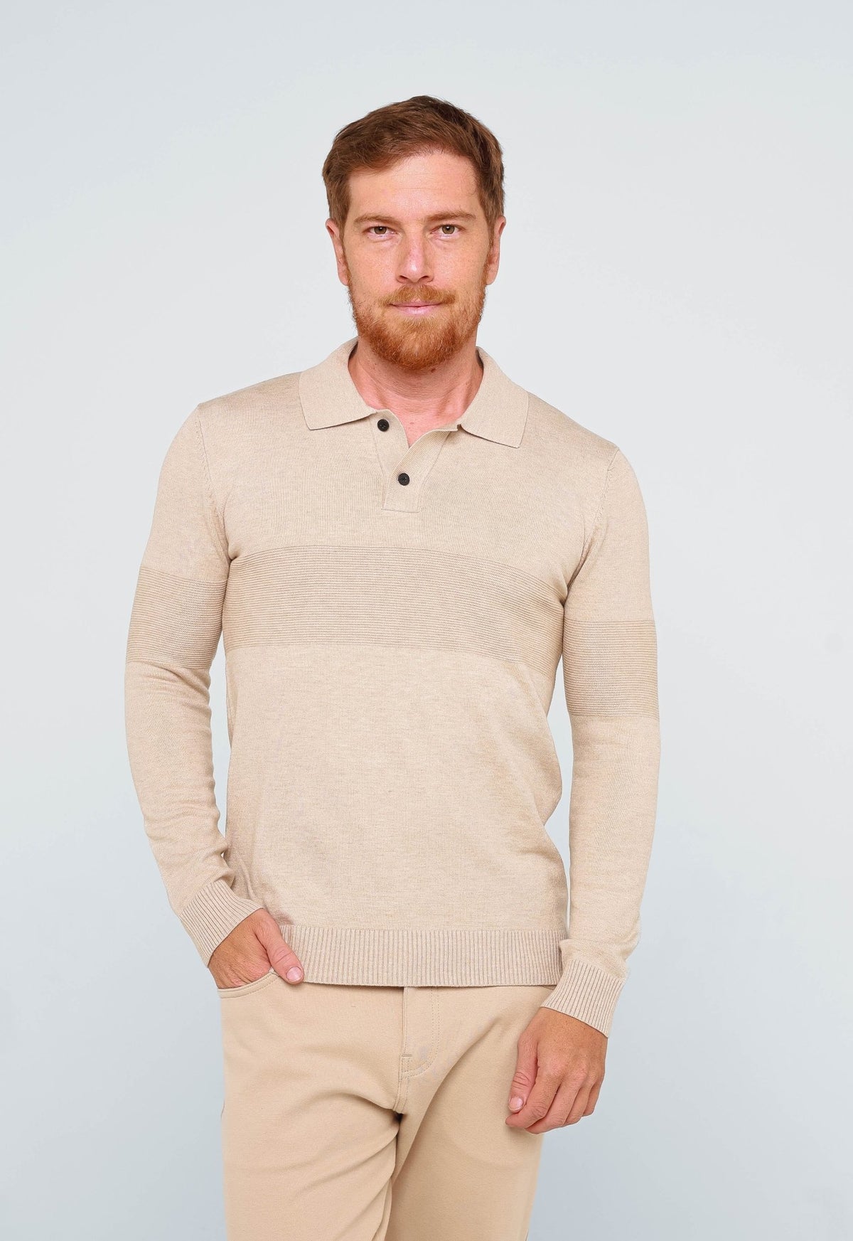 Polo Manga Longa Dom Henrico C/ Botão - Henri Store