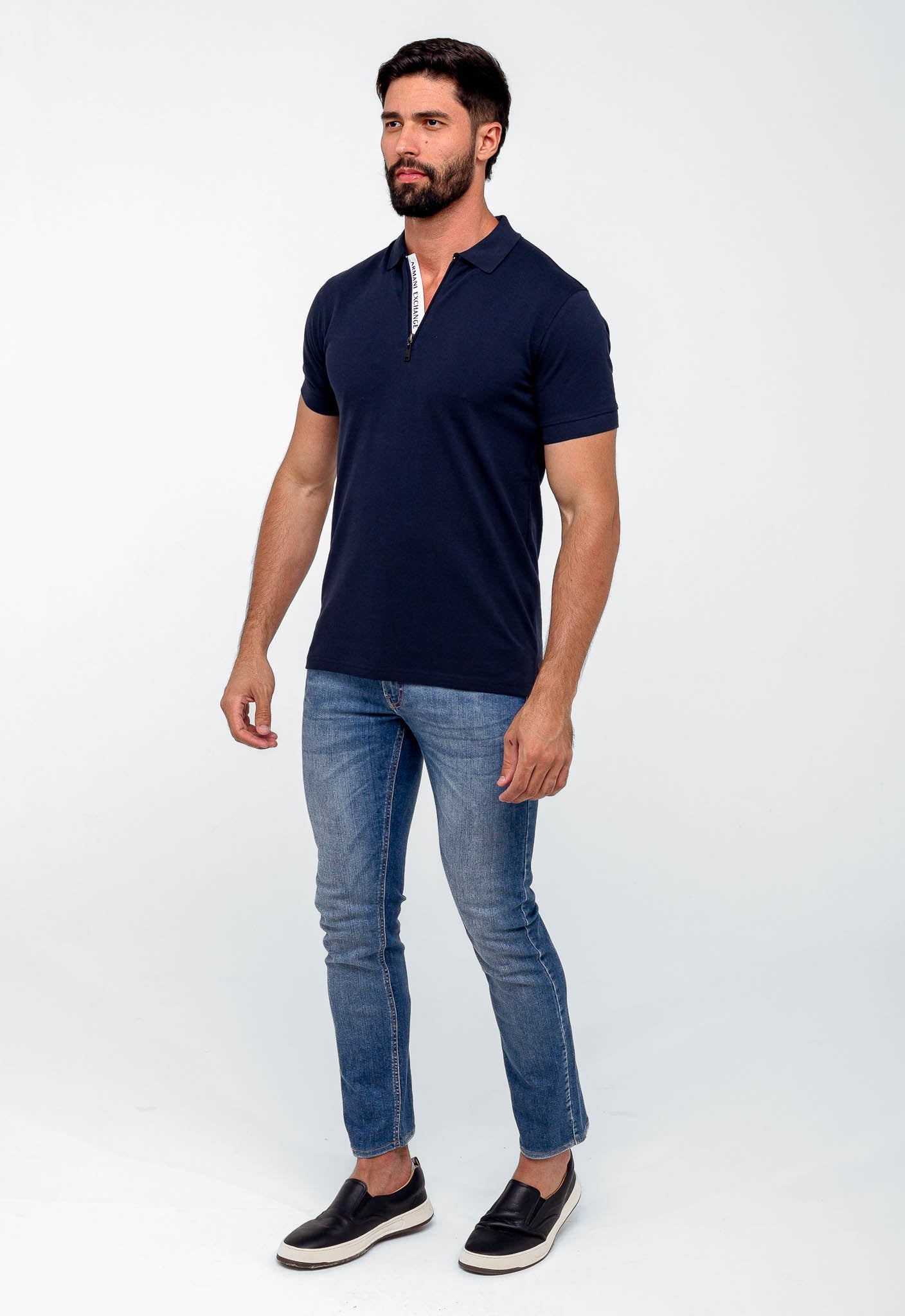 Polo Masculina Armani Exchange Básica Com Zíper - Henri Store