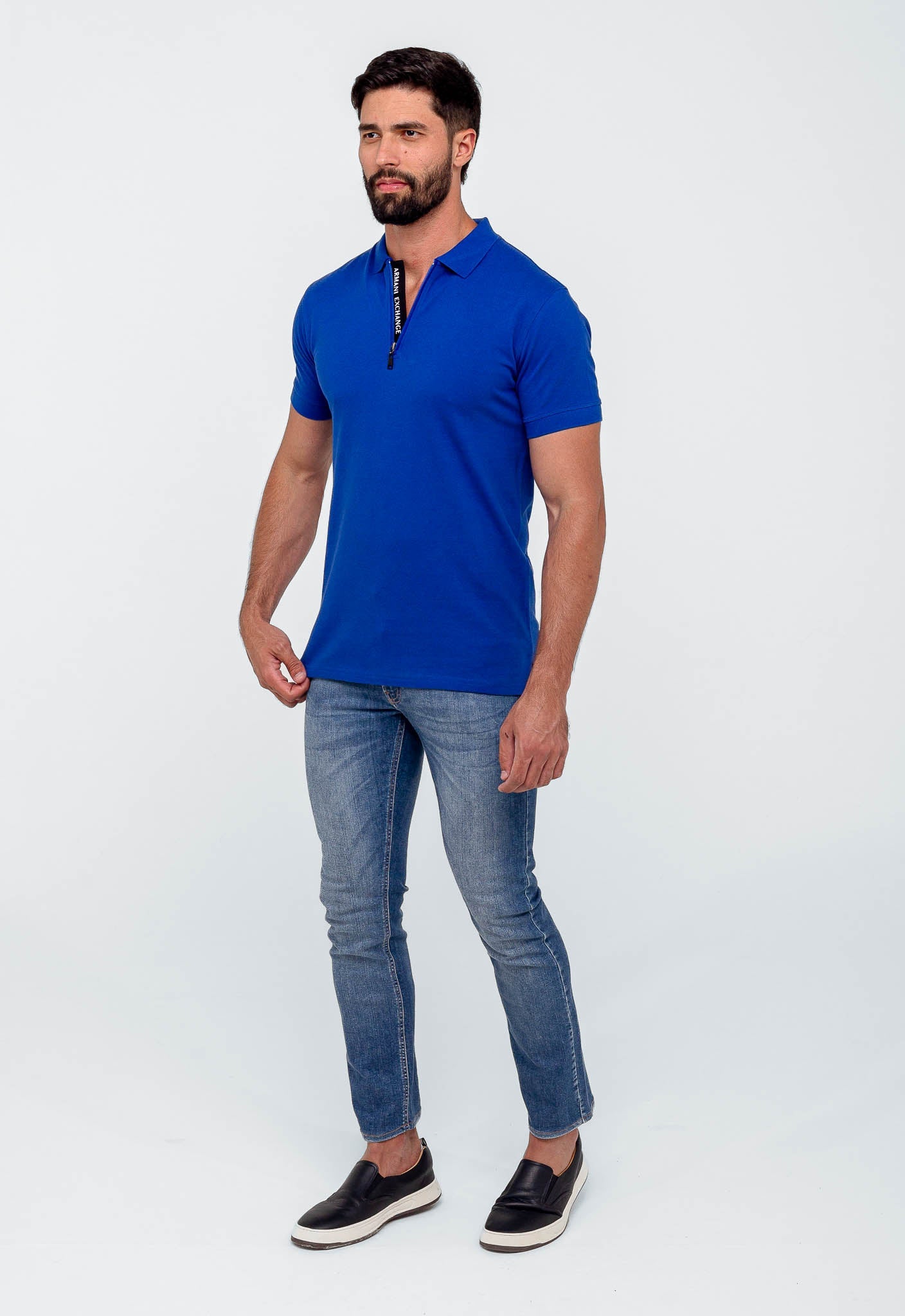 Polo Masculina Armani Exchange Básica Com Zíper - Henri Store