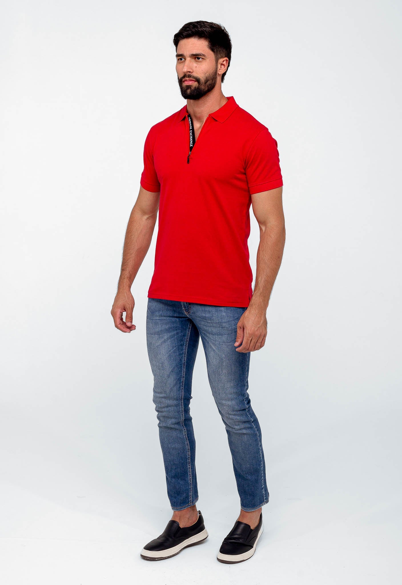 Polo Masculina Armani Exchange Básica Com Zíper - Henri Store