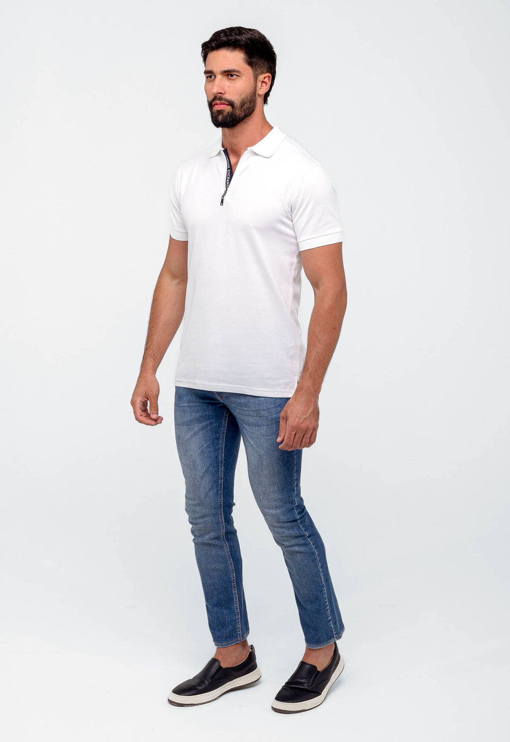 Polo Masculina Armani Exchange Básica Com Zíper - Henri Store