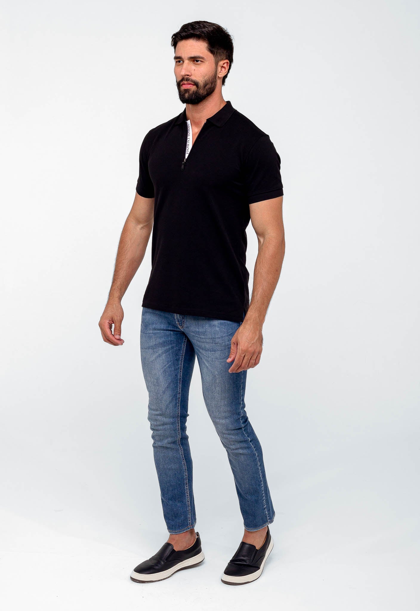 Polo Masculina Armani Exchange Básica Com Zíper - Henri Store