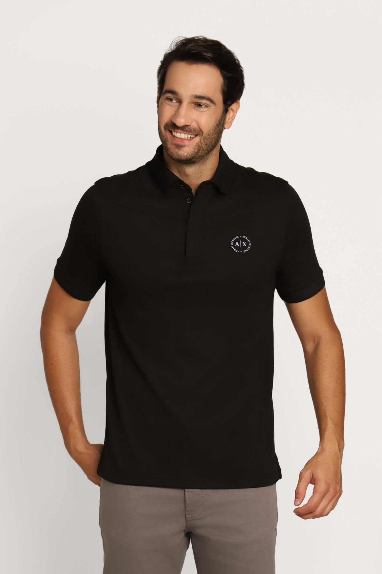 Polo Masculina Armani Exchange Logo Circular Peito Preto - Henri Store