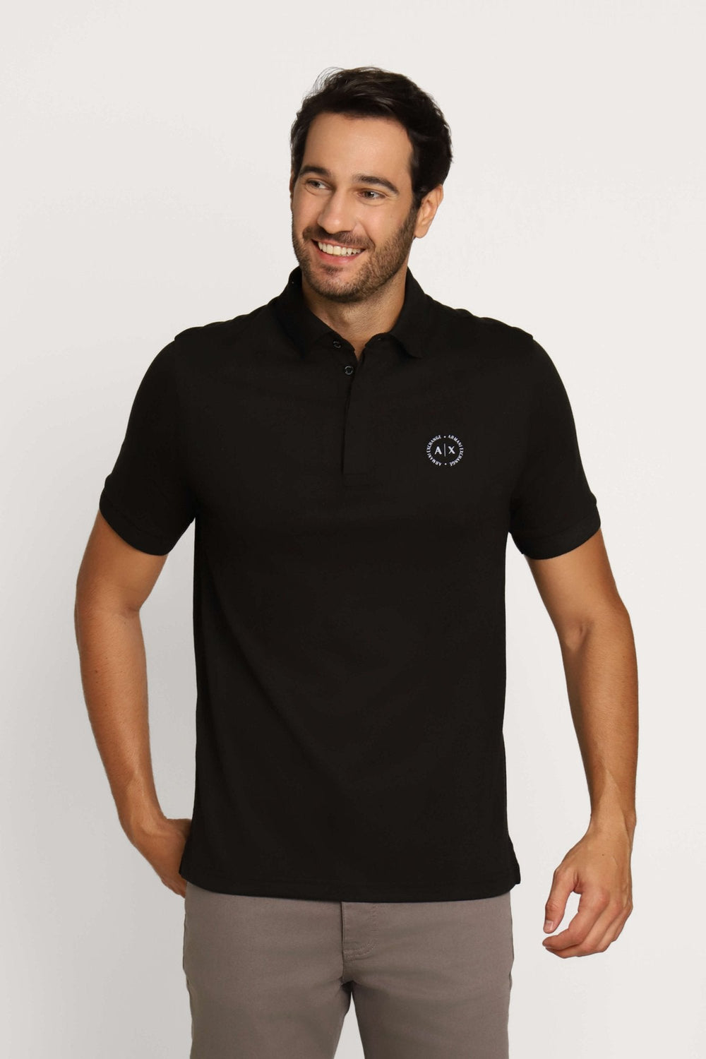 Polo Masculina Armani Exchange Logo Circular Peito Preto - Henri Store