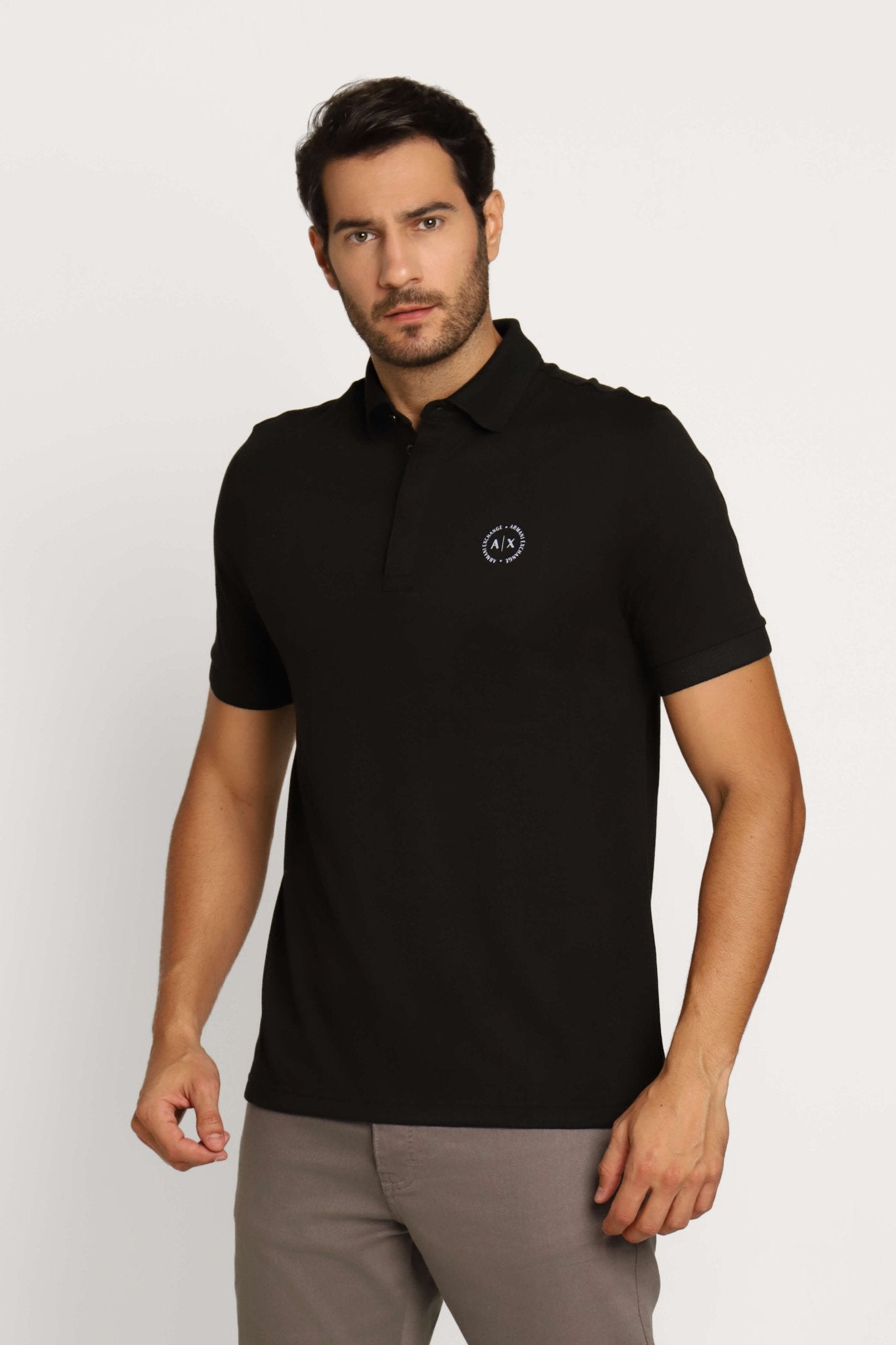 Polo Masculina Armani Exchange Logo Circular Peito Preto - Henri Store