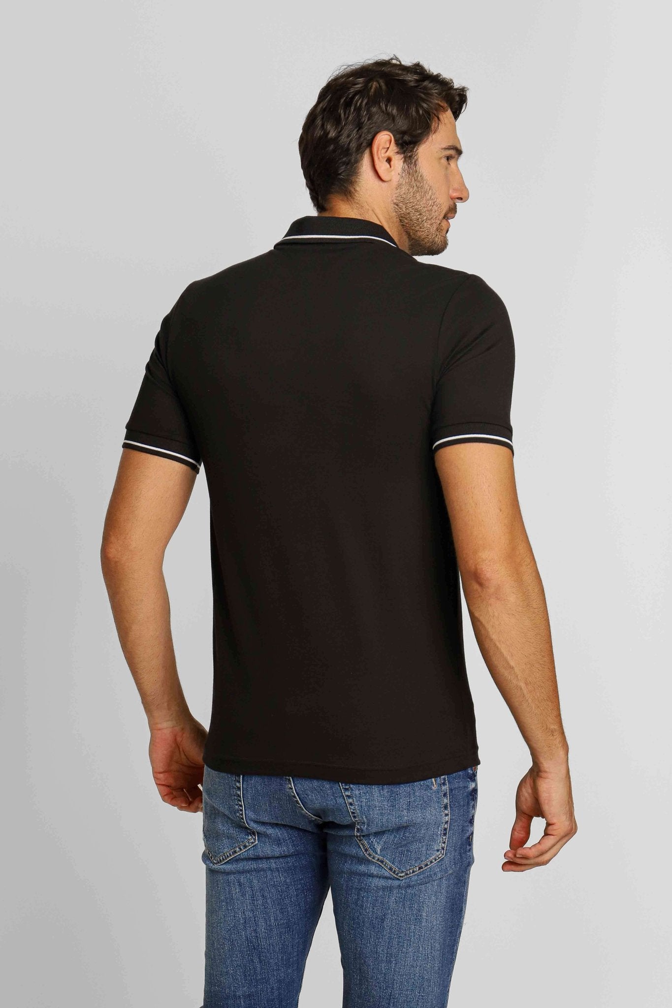 Polo Masculina Armani Exchange Preto com Branco - Henri Store