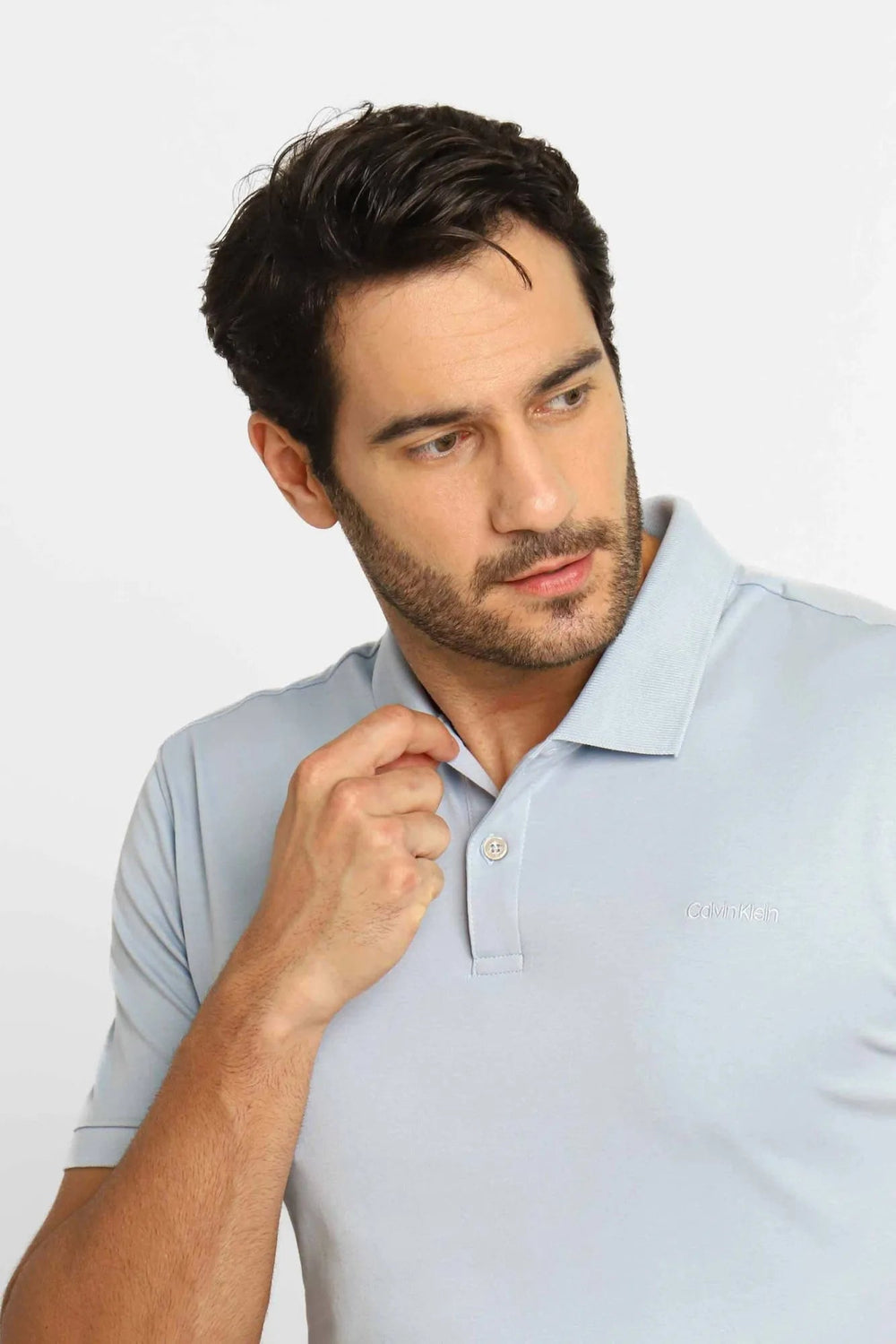 Polo Masculina Calvin Klein Interlock Liquid Touch Azul Claro - Henri Store