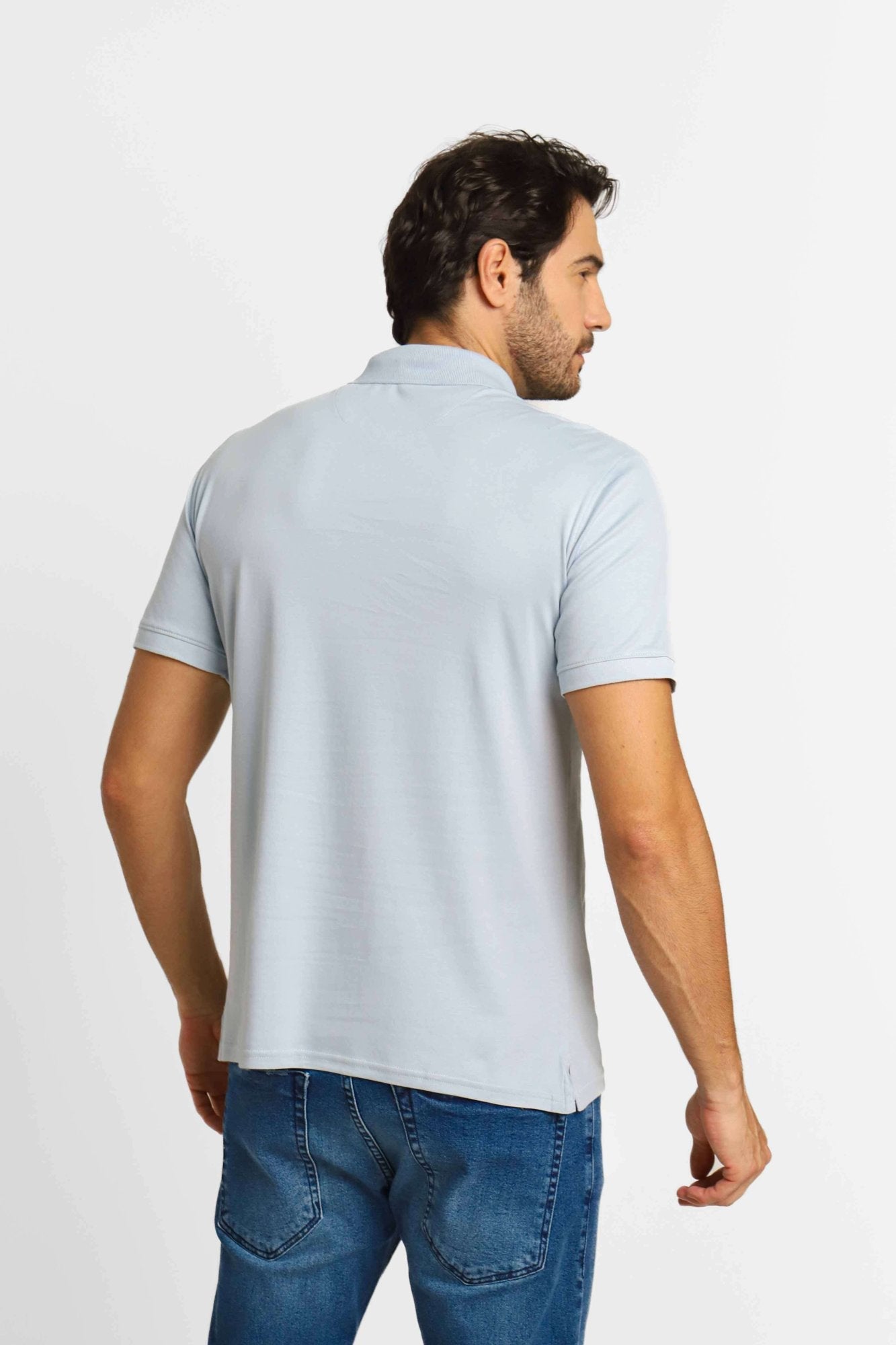 Polo Masculina Calvin Klein Interlock Liquid Touch Azul Claro - Henri Store