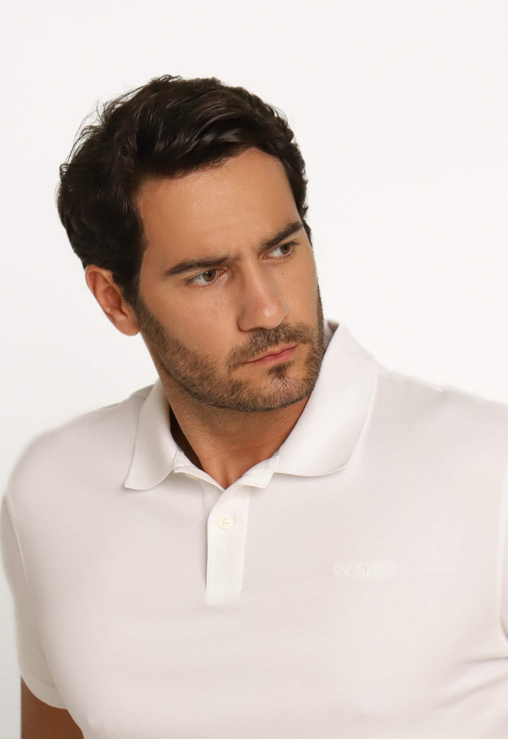 Polo Masculina Calvin Klein Interlock Liquid Touch Branco - Henri Store