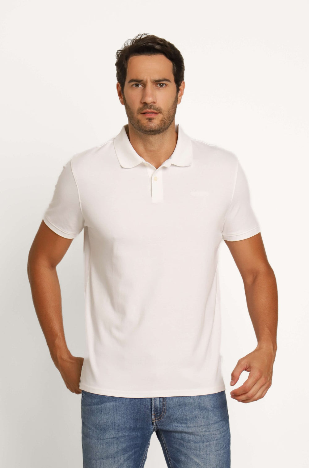Polo Masculina Calvin Klein Interlock Liquid Touch Branco - Henri Store