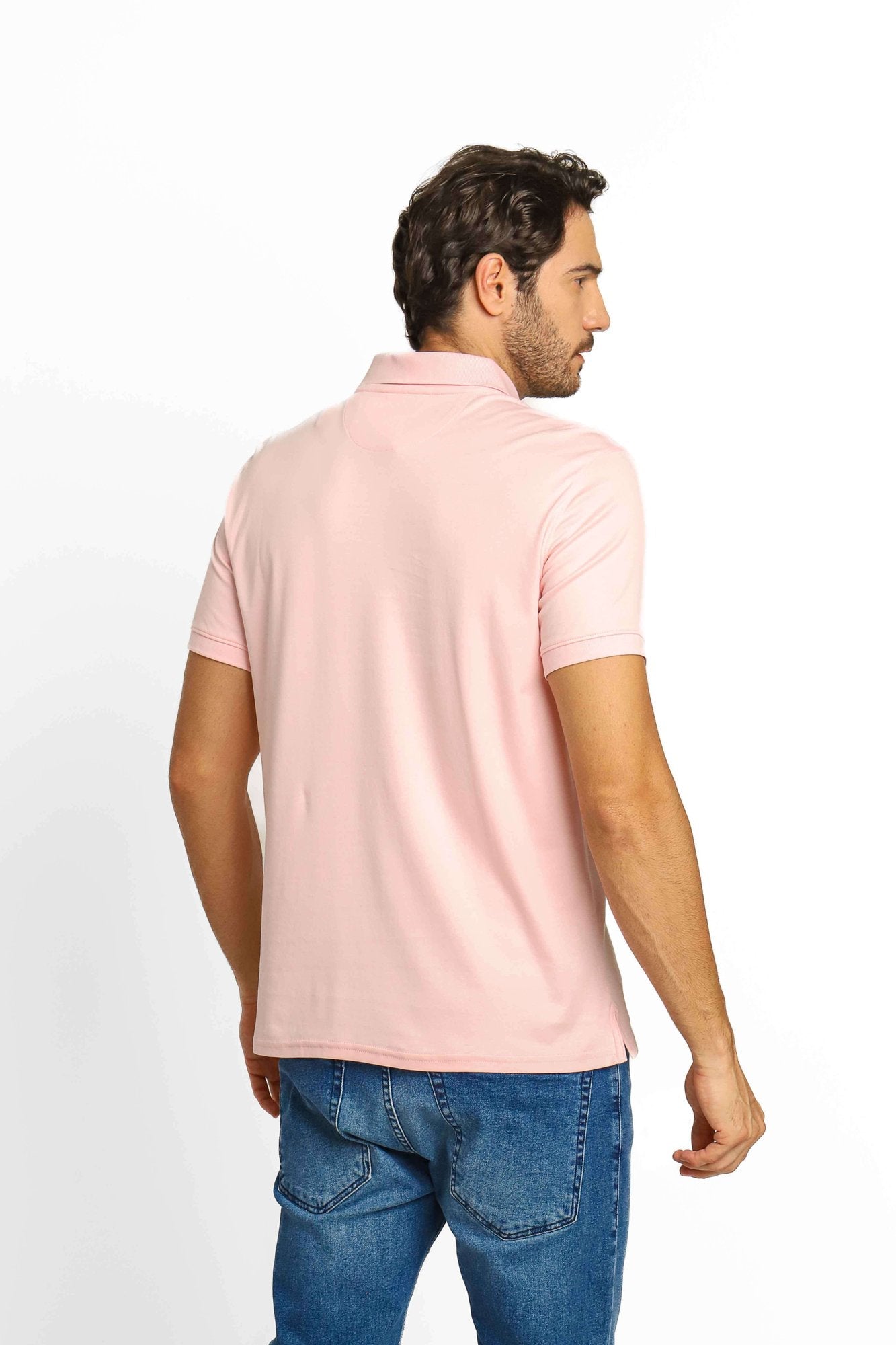 Polo Masculina Calvin Klein Interlock Liquid Touch Rosa Claro - Henri Store