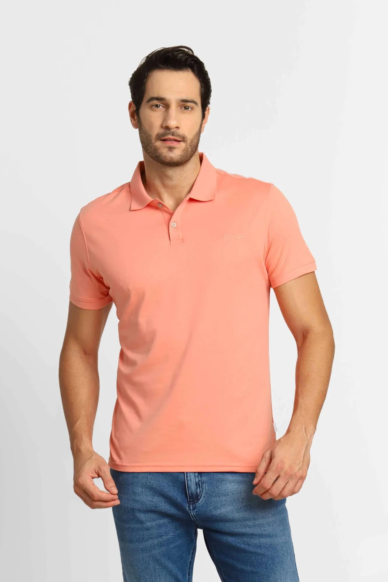 Polo Masculina Calvin Klein Interlock Liquid Touch Rosa - LIVE - Henri Store